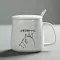 Coffee Mug Cartoon Theme Pure Color Feel Ceramic Cup With Cover And Spoon 350ml Milk Mugs Cup For Children Breakfast