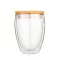 250ml/350ml/450ml Double Wall Clear Glass Tea Cups Bamboo Lid Set Anti-Scalding Glass Coffee Tea Milk Insulation Mugs