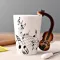 Geekhom Creative Music Violin Style Guitar Mug Coffee Tea Milk Stave Cups With Handle Coffee Mug Novelty S