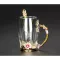 Enamel Transparent Glass Coffee Tea Mug Blue Roses Heat-Resistant Cup With Stainless Steel Spoon Coaster And Wipe Cloth