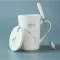 Ceramic 12 Constellations Creative Mugs With Spoon Lid Black And Gold Porcelain Zodiac Milk Coffee Cup Drinkware
