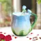 3d Rose Flower Enamel Coffee Mug Tea Milk Cup Set With Spoon Ceramic Bone China Drinkware Valentine's Day