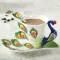 1 PEACOCK COFFEE CUP CRAMIC CREATIVE MUGS BONE COLOR ENAMEL PORCELAIN CUPH SAUCER and Spoon Coffee Tea Sets