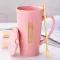 Oussirro 500ml Cup Ceramic Coffee Mug With Spoon An Cover Creative Valentine's Day Wedding Birthday Coffee Cups