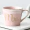 Wedding Bridal Couples Lover's Mug Porcelain Milk Tea Breakfast Luxury Pink Gold MRS CRAMIC MARBLE COFFEE CUP