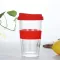 400ml Transparent Coffee Cup with Silicone Cover Thick Double Glass Travel Mug Travel Mug with Lid Modern