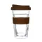 400ml Transparent Coffee Cup with Silicone Cover Thick Double Glass Travel Mug Travel Mug with Lid Modern