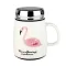 RRS Ceramic glass with a lid 450 ml. Flamingo pattern