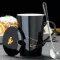 12 Constellations Ceramic Mugs With Spoon Lid Black And Gold Porcelain Zodiac Milk Coffee Cup 420ml Water Drinkware