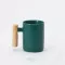 400ml Wooden Handle Colored Glaze Mug Creative Moring Milk Coffee Tea Porcelain Cups Drinkware