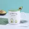 Coffee Mug Set Cute Cup Ceramic Creative Color Avocado Heat-Resistant Mug Cartoon With Lid Kids Office Home Drinkware