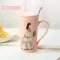 3d Pink Beautiful Girls Diamond Wedding Dress Coffee Mug With Spoon Lid Water Tea Milk Cup Creative