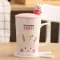 Cartoon Ceramic Mug Cartoon Cat Monkey Rabbit Bear Lovers Cup Of Milk Coffee Cup With Spoon Cover