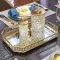 Retro Style Golden Iron Delicate Glass Mirror Base Tray Bedroom Desk Jewelry Cosmetic Storage Tray