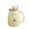 Duolvqi Cartoon Cat Coffee Mug Teacup Creative Ceramic Mugs Lovely Water Cup With Wooden Lid And Stainless Steel Spoon 401-500ml
