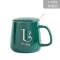 Green Ceramics Mug Coffee Cup With Lid Spoon Mugs Bar Drinkware Office Automatic Water Heater Cup Mat Heating Coaster Set