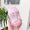 250ml Cartoon Double Plastic Sakura Cup Cat Claw With Lid Straw Juice Milk Kid's Cup Valentine's Day Coffee Cup Tableware