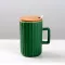 Wooden Lid Ceramic Water Cup Creative Ceramic Cactus Straight Mug Couple Stripe Hotel Home Office Cup