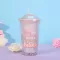 Creative Water Cup Cute Student Gradient Color Cherry Plastic Cup Tea Cup Drink Cup Cup Double-Layer Cooling Straw Cup