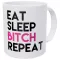 Eat Sleep Repeat Pink Funny Coffee Mug 11 Ounces Inspirational And Motivational