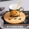 Golden Mirror Reflection Cup And Wood Saucer Coffee Mug Breakfast Milk Water Tea Friend Birthday Best