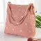 กระเป๋าสะพาย Simple girls lace mesh printing one-shoulder canvas bag casual large-capacity cloth bag tote bag