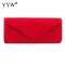 Elegant Red Suede Female Solid Women Evening Bags Envelope Clutch Bag Girl Wedding Party Handbag Velour Prom Chain Shoulder Bag