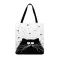 Ins B and White Cat Printed Tote Bag for Women En Fabric Bag Ca Foldable NG Bag Outdoor Beach Bag Daily Handbag