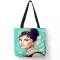 Customize Tote Bag Eco Foldbe Bags with Audrey Hepburn Print Reusable Ng Bags Handbag for Women