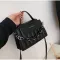 Square bag, leather bag, pattern, table, shoulder bag Decorated with chain Fashion bag Korean style women bag