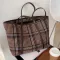 Large Capacity Ca Tote Women's Oulder Bag Luxury Design Houndstooth Big Handbag Travel Fe Ss Hi Quity