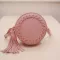 GURE Women Oulder Bag Tassel Round Weave Crossbody Bags Ladies PU Leather Handbag Girl Mini Circular Bogs Bolsos