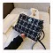 New Women's Grid Cloth Chain Oulder Bag Slo Mesger Crossbody Bag Square Bag Satcheels