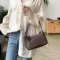 Soft Pu Leather Women Beige Underarm Bag Retro Solid Cr Ladies Baguette Handbags Design Girls Sml Oulder Bags