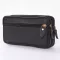 Mobile phone bag/Double-Layer Zipper Phone Bag Black Cowhide Fashion Leather Belt Bag for Men