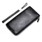 Dienqi Card Holder Long Men Wallets Money Bags Slim Thin Wallets Male Cell Phone Clutch Bag Black Leather Vallet Wristlet