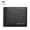 Williampolo Men Wallet Short Genuine Leather Crocodile Bifold Purse  Design Cowhide Black  Leather