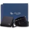 POLO HILL Men Gift Box 2-in-1 Bundle Set Genuine Leather RFID Wallet Genuine Leather Fake Pin Automatic Belt PMAS-0A-002