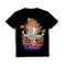 Black short-sleeved neck t-shirt, Ganesh pattern, sitting on a lotus flower, comfortable to wear, both men and women T311A