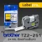 เทปพิมพ์ อักษร ฉลาก เทียบเท่า Label Pro สำหรับ Brother TZE-251 TZ2-251 24 มม. พื้นสีขาวอักษรสีดำ