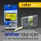 เทปพิมพ์ อักษร ฉลาก เทียบเท่า Label Pro สำหรับ Brother TZE-C31 TZ2-C31 12 มม. พื้นสีเหลืองสะท้อนแสงอักษรสีดำ