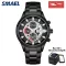 SMAEL 9619 Fashion Business Watch For Men Waterproof Stainless Steel Chronograph Male Quartz Wristwatch With Week Day Display