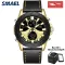 SMAEL Men Fashion Business Watches Men's Dual Display Waterproof Quartz Watch Male Leather Strap Sports Wrist Watch 1386