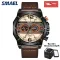 SMAEL 9074 Fashion Watches For Men Casual Waterproof Wristwatch With Leather Strap