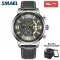 SMAEL Fashion Men Watchs Waterproof 30M Brown Casual Leather Strap Sport Wristwatch for Men SL-9078