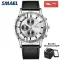 SMAEL Men's Watches Fashion Waterproof Leather Strap Week Date Function Quartz Watch for Men 9601
