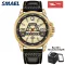 นาฬิกาข้อมือผู้ชาย SMAEL 9123 2019 แฟชั่นสายหนังสบาย ๆ นาฬิกาสัปดาห์แสดงนาฬิกาข้อมือกีฬาควอตซ์