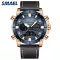 SMAEL 2021 Fashion Quartz Men's Watches Luxury Dual Display Waterproof Men’s Wrist Watch With Leather Strap SL-6009