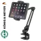 K&M® 19805 Smartphone & Tablet PC Holder, which holds a mobile tablet for the screen 10.2 -13 ", attached to the rotating table edge.