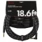 Fender® Deluxe Series Black Tweed, 5.5 meters of premium jack, golden head 18.6FT Deluxe Series Instrument Cable / Straight -ngled, Guitar Cabl
